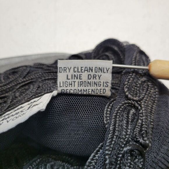 Vintage Sheer Black Soutache Embroidery Button Up Blouse Mobwife Mesh  Illusion - Picture 10 of 13